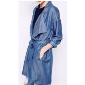 NWOT Cloth & Stone Chambray Trench Coat